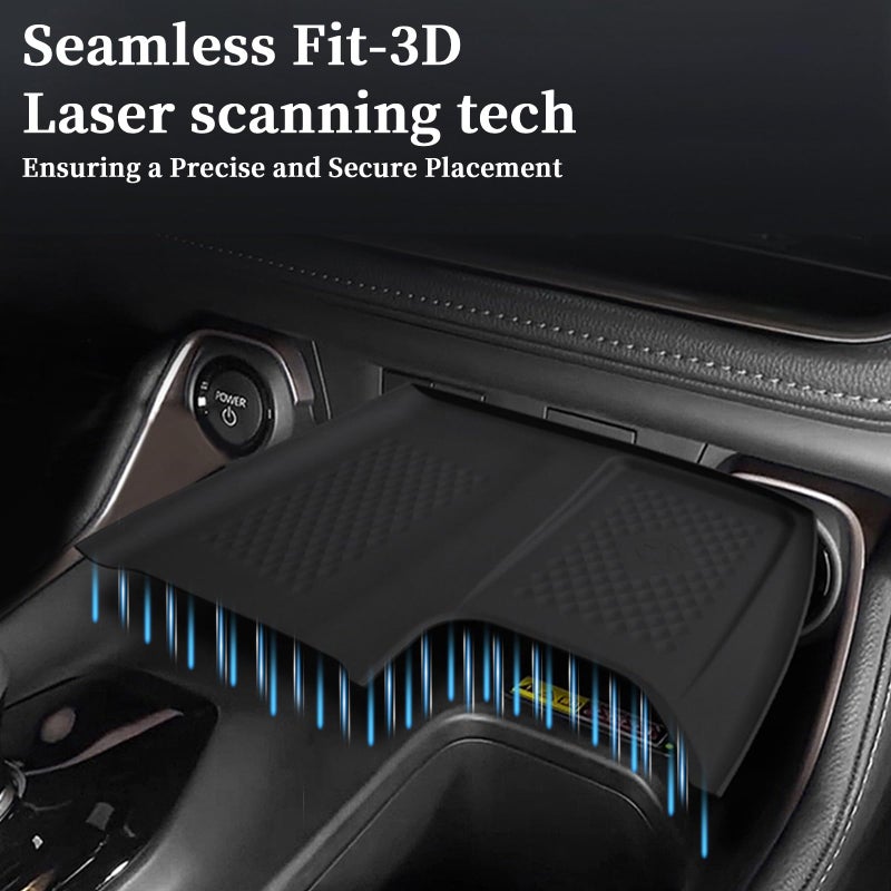 BJchiwu Wireless Charging Anti-Slip Mat Fit for 2024 2025 Toyota Grand Highlander  Silicone Waterproof & Stain-Resistant Car Center Console Phone Charger Protective Pad Liner Accessories(1PCS  Black) - Image 4